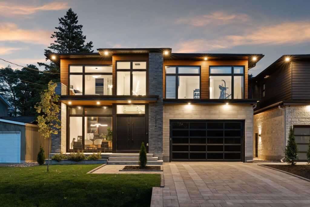 Normandy Modern custom home at twilight